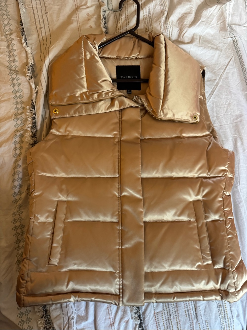 Talbots Metallic Gold Quilted Puffer Vest